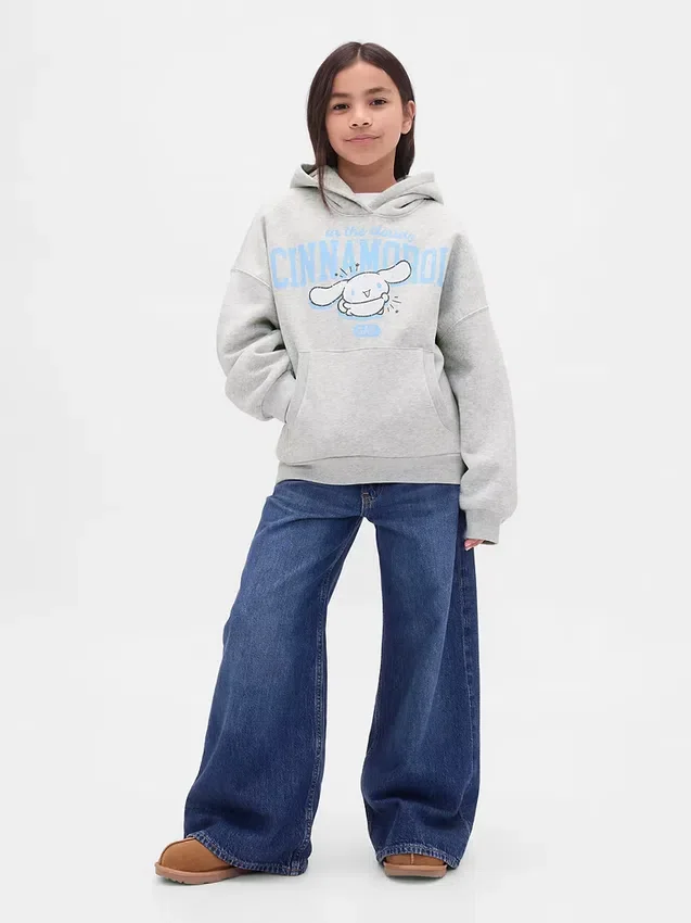 Vintagesoft-hoodie med tryck för barn