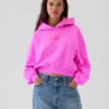 Vintagesoft kort hoodie med logotyp
