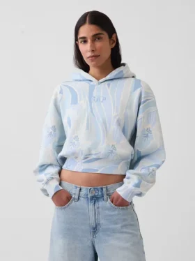 Vintagesoft kort hoodie med logotyp