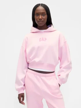 Vintagesoft kort hoodie med logotyp