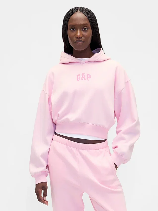 Vintagesoft kort hoodie med logotyp