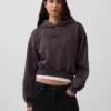 Vintagesoft kort hoodie med logotyp