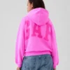 Vintagesoft kort hoodie med logotyp