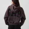 Vintagesoft kort hoodie med logotyp