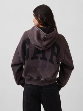 Vintagesoft kort hoodie med logotyp