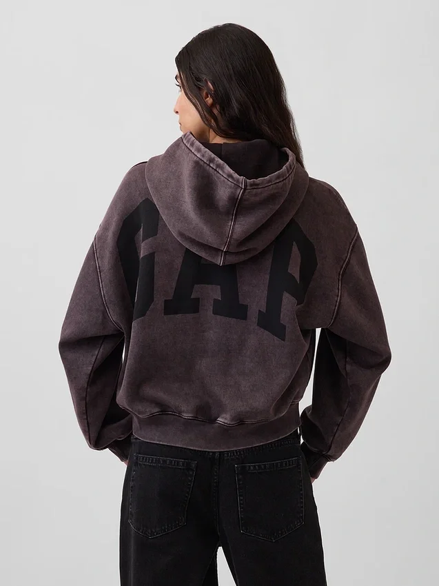 Vintagesoft kort hoodie med logotyp