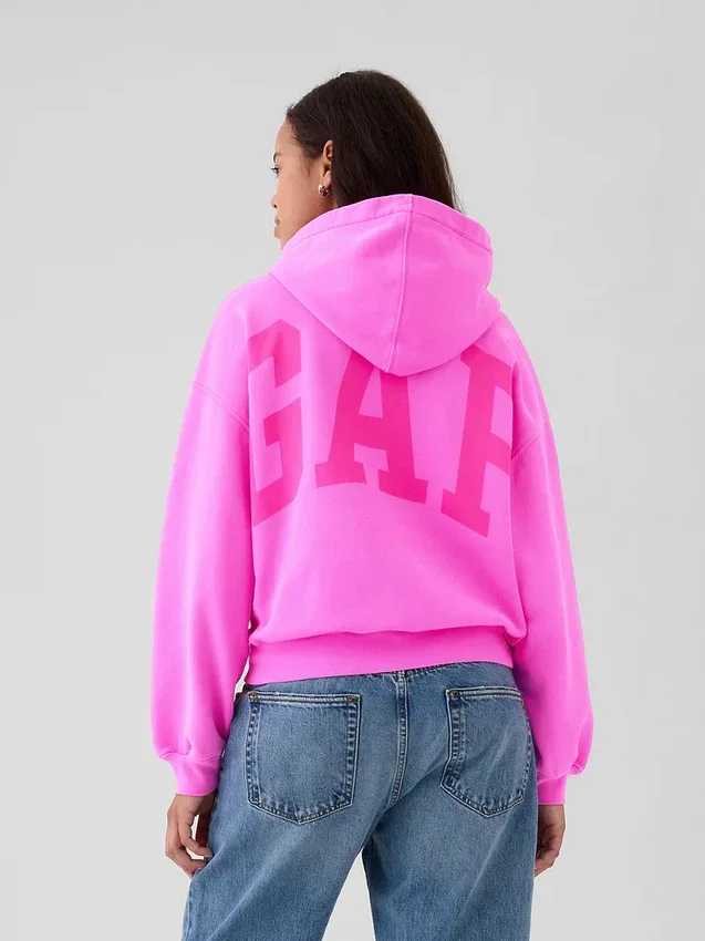 Vintagesoft kort hoodie med logotyp