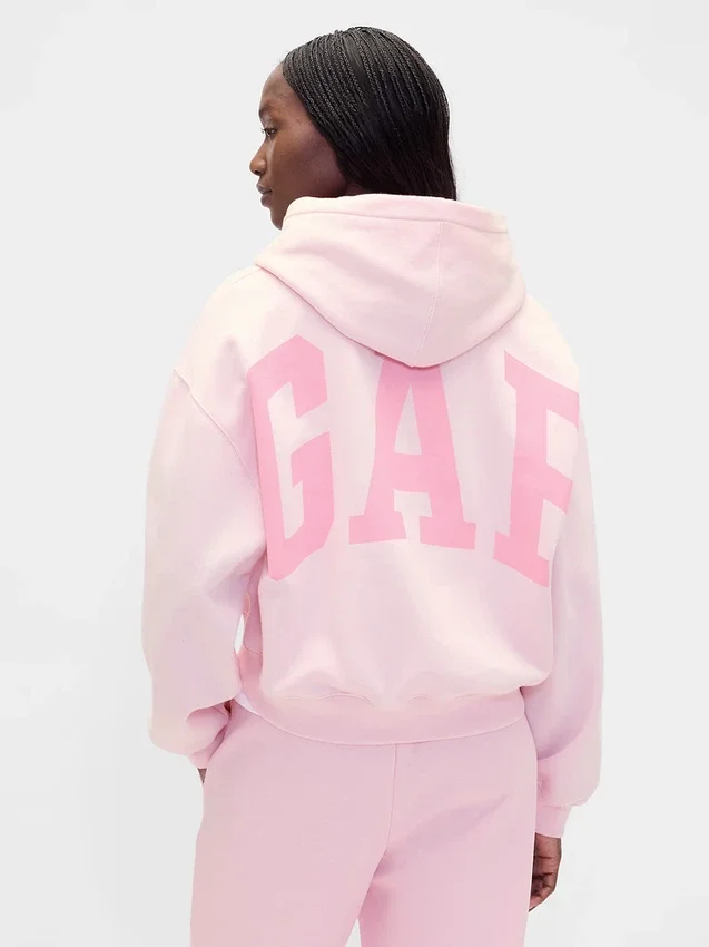 Vintagesoft kort hoodie med logotyp