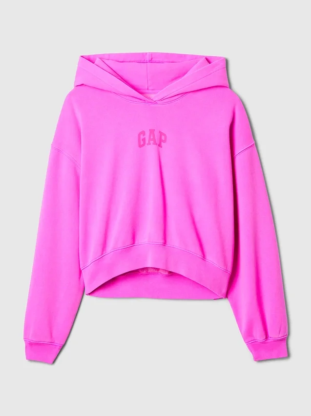 Vintagesoft kort hoodie med logotyp