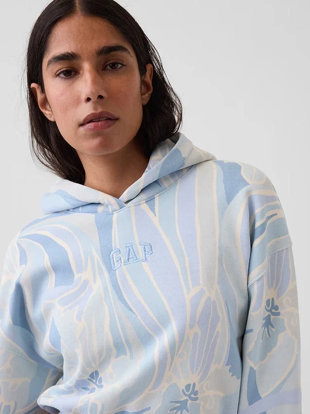 Vintagesoft kort hoodie med logotyp