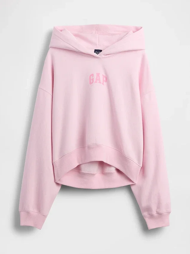 Vintagesoft kort hoodie med logotyp