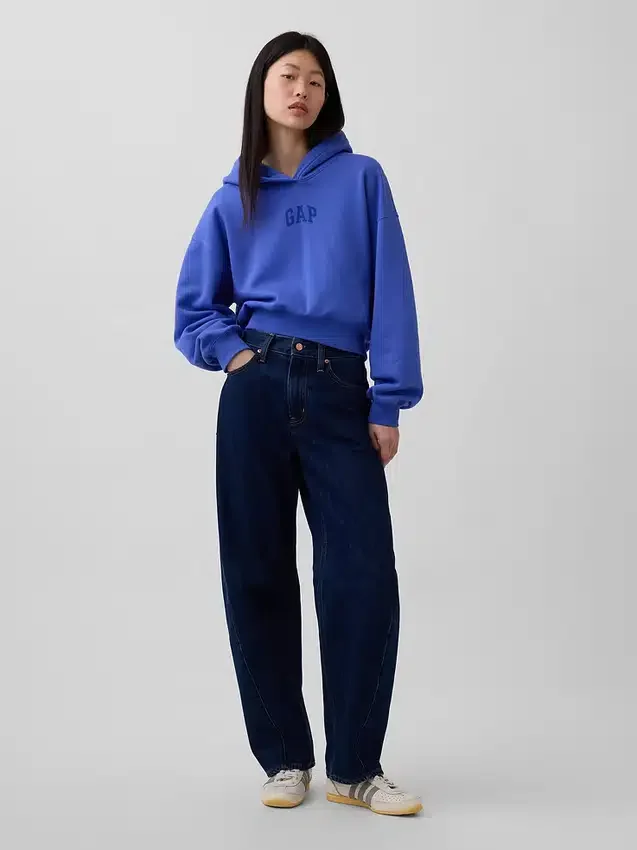 Vintagesoft Oversized Crop Logo Hoodie