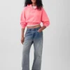 Vintagesoft Oversized Crop Logo Hoodie