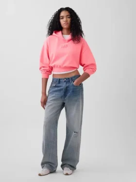 Vintagesoft Oversized Crop Logo Hoodie
