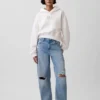 Vintagesoft Oversized Crop Logo Hoodie