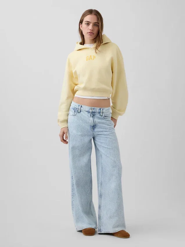 Vintagesoft Oversized Crop Logo Hoodie