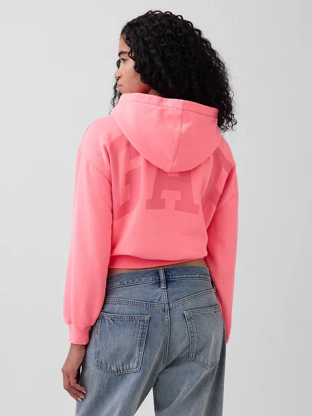 Vintagesoft Oversized Crop Logo Hoodie