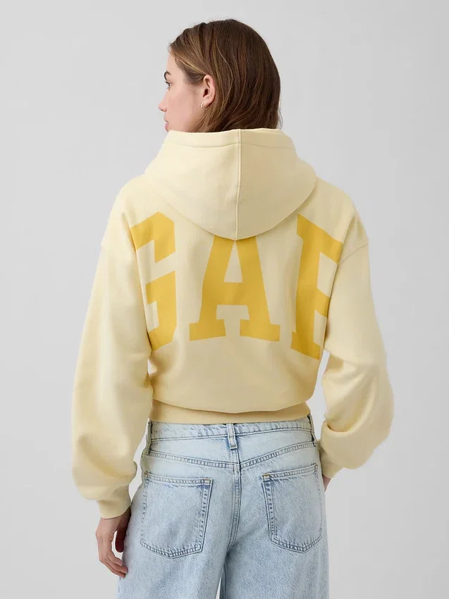 Vintagesoft Oversized Crop Logo Hoodie