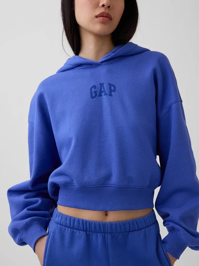 Vintagesoft Oversized Crop Logo Hoodie