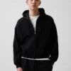 Vintagesoft Oversized Crop Zip Hoodie