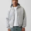 Vintagesoft Oversized Crop Zip Hoodie