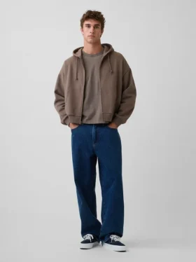 Vintagesoft Oversized Crop Zip Hoodie