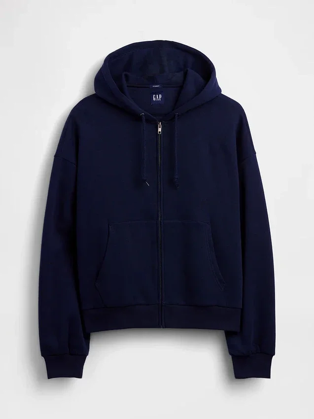 Vintagesoft Oversized Crop Zip Hoodie