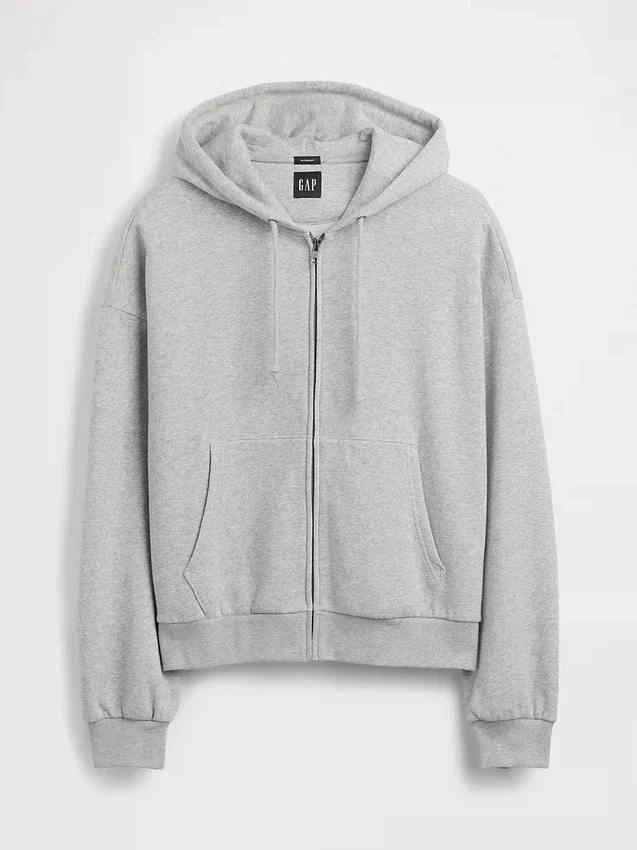 Vintagesoft Oversized Crop Zip Hoodie