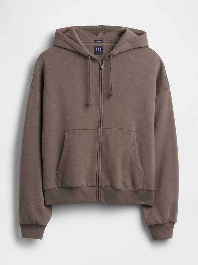 Vintagesoft Oversized Crop Zip Hoodie