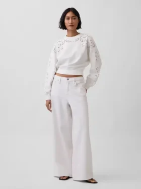 Vintagesoft Oversized Eyelet Crop-tröja