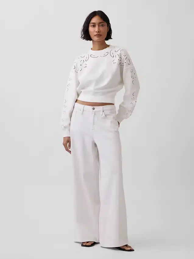 Vintagesoft Oversized Eyelet Crop-tröja