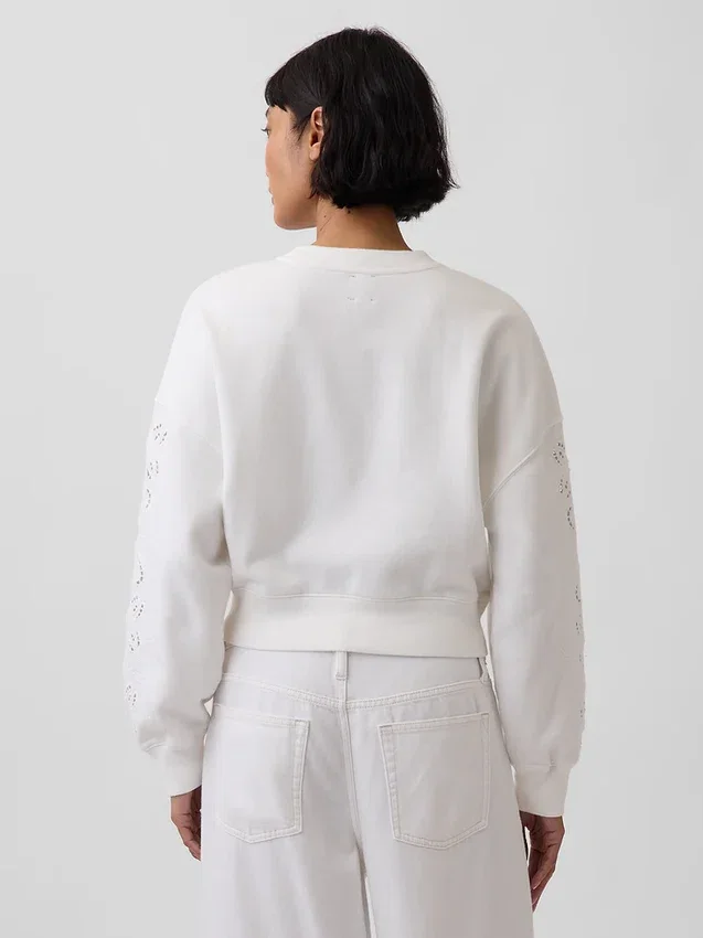 Vintagesoft Oversized Eyelet Crop-tröja