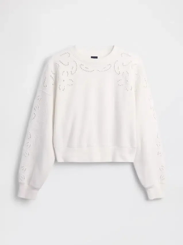 Vintagesoft Oversized Eyelet Crop-tröja