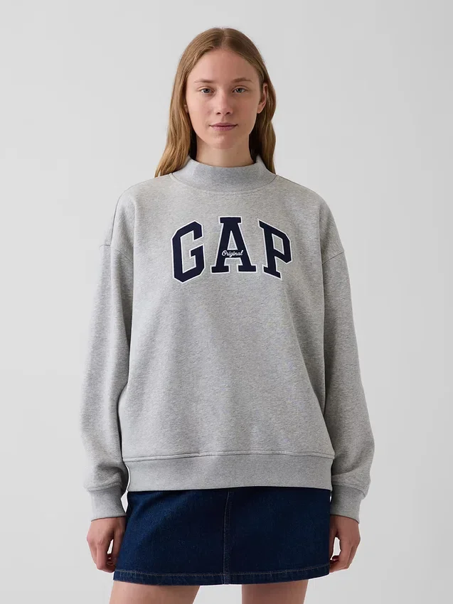 Vintagesoft Oversized Mockneck Logo Sweatshirt