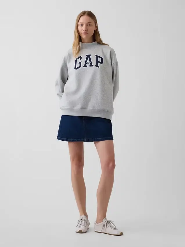 Vintagesoft Oversized Mockneck Logo Sweatshirt
