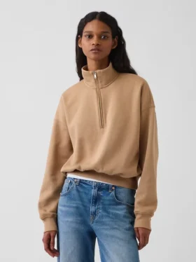 Vintagesoft Oversized tröja med halv dragkedja och kilformad passform
