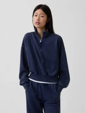 Vintagesoft Oversized tröja med halv dragkedja och kilformad passform