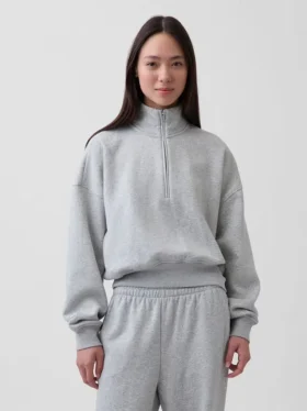 Vintagesoft Oversized tröja med halv dragkedja och kilformad passform
