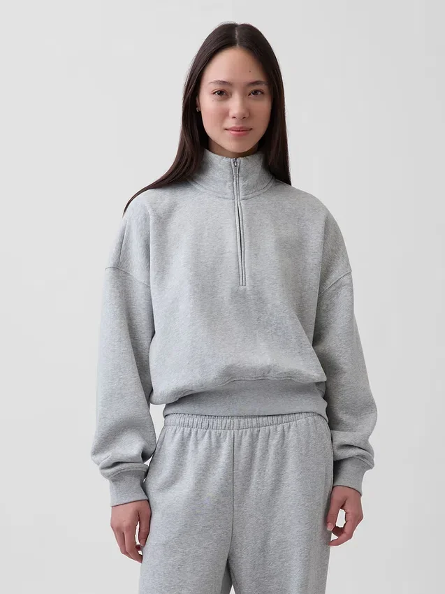 Vintagesoft Oversized tröja med halv dragkedja och kilformad passform
