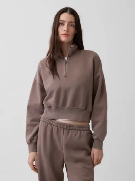 Vintagesoft Oversized tröja med halv dragkedja och kilformad passform