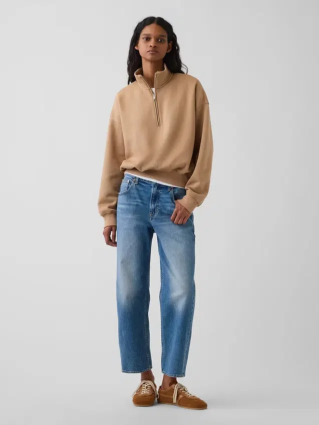 Vintagesoft Oversized tröja med halv dragkedja och kilformad passform