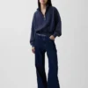 Vintagesoft Oversized tröja med halv dragkedja och kilformad passform