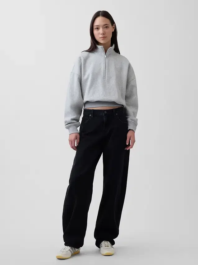 Vintagesoft Oversized tröja med halv dragkedja och kilformad passform