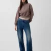 Vintagesoft Oversized tröja med halv dragkedja och kilformad passform