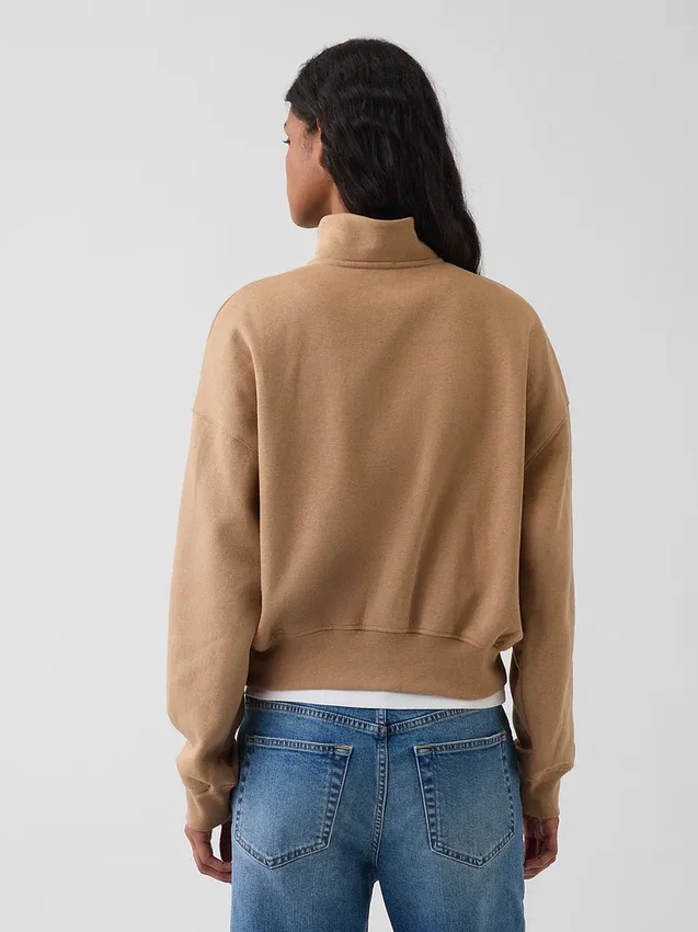 Vintagesoft Oversized tröja med halv dragkedja och kilformad passform
