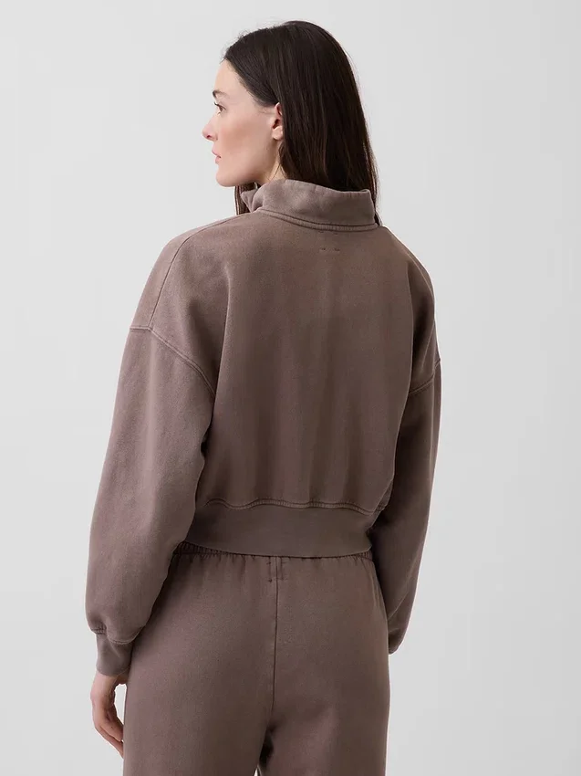 Vintagesoft Oversized tröja med halv dragkedja och kilformad passform