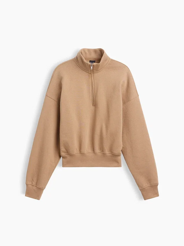 Vintagesoft Oversized tröja med halv dragkedja och kilformad passform
