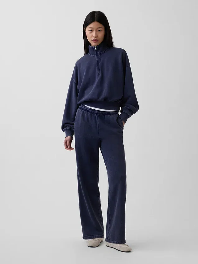 Vintagesoft Oversized tröja med halv dragkedja och kilformad passform
