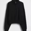 Vintagesoft Oversized tröja med halv dragkedja och kilformad passform