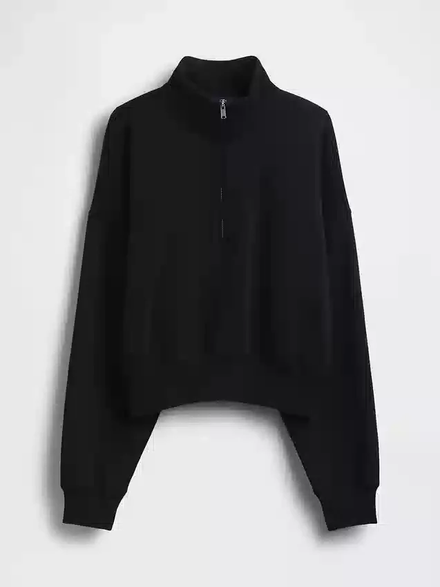 Vintagesoft Oversized tröja med halv dragkedja och kilformad passform